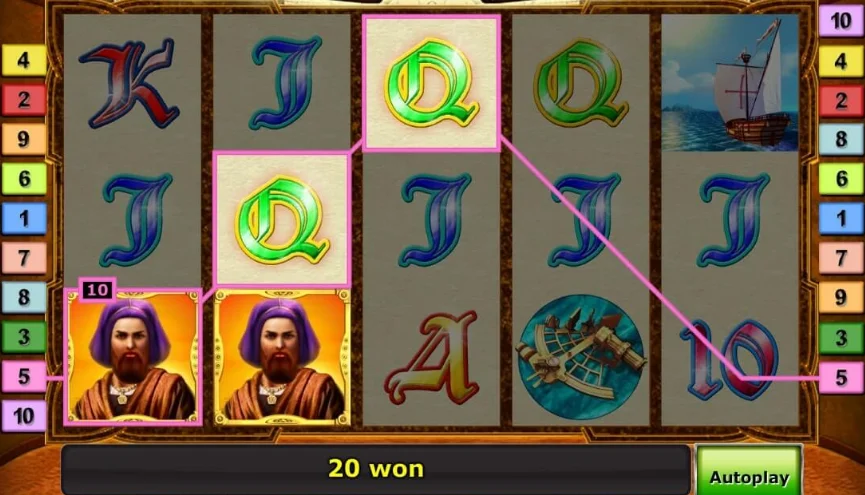 Columbus slot symbole i darmowe spiny