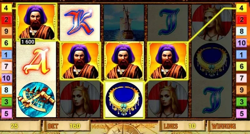 Columbus slot Novomatic, Kolumb i statki na bębnach