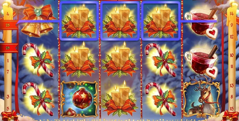 Merry Xmas slot od Play'n GO, świąteczna plansza z Mikołajem
