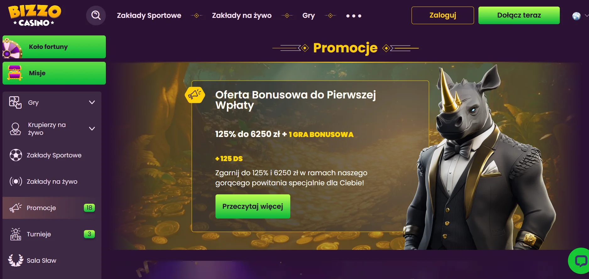 Bonus powitalny i 15 darmowych spinów