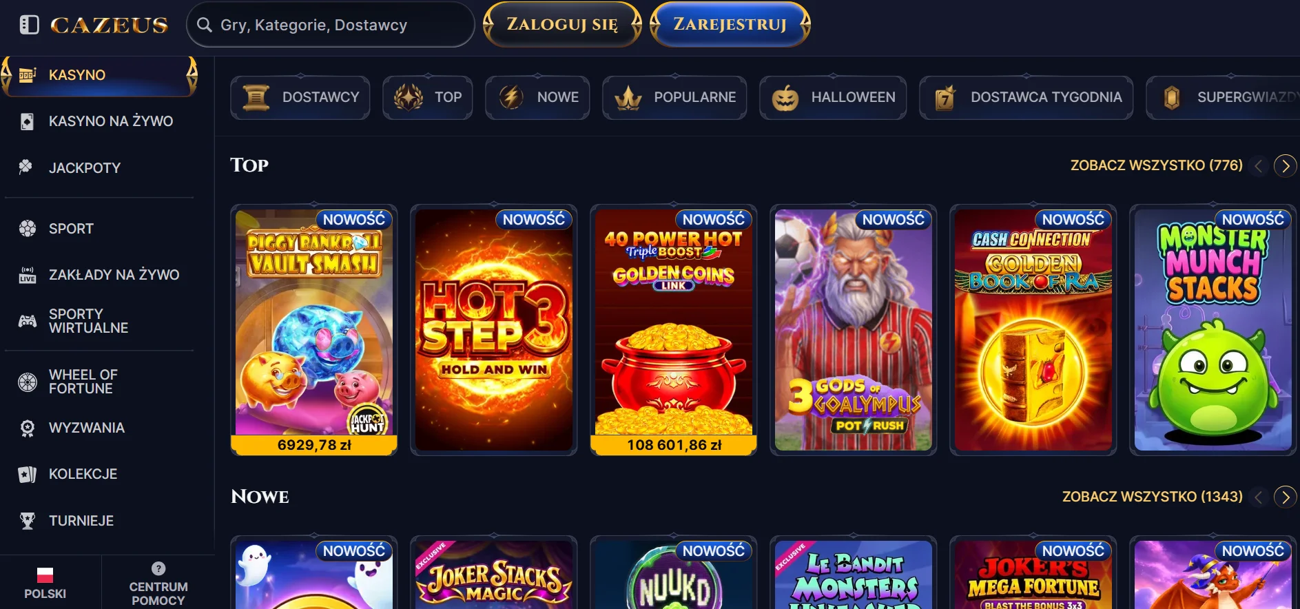 Cazeus Casino: oferta gier
