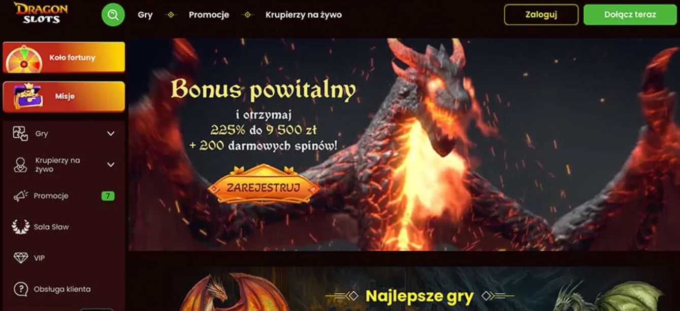 DragonSlots: strona główna i rejestracja