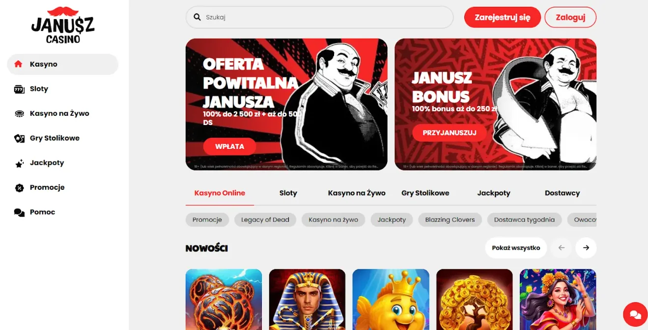 Janusz Casino: kody bonusowe i nagrody