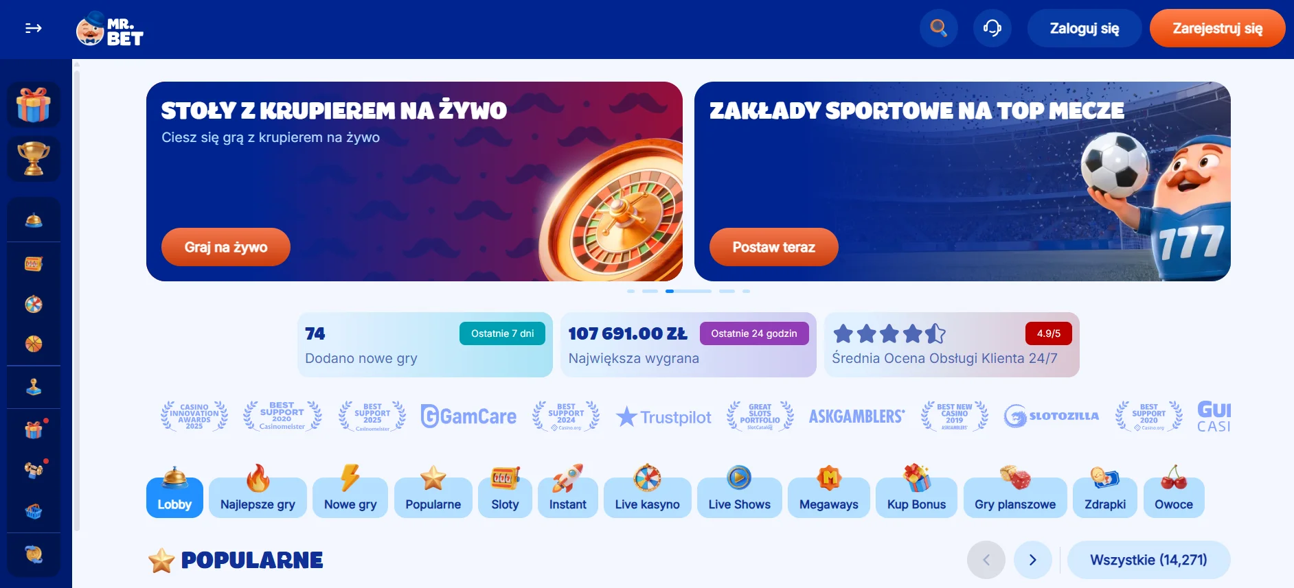 Mr Bet: strona główna