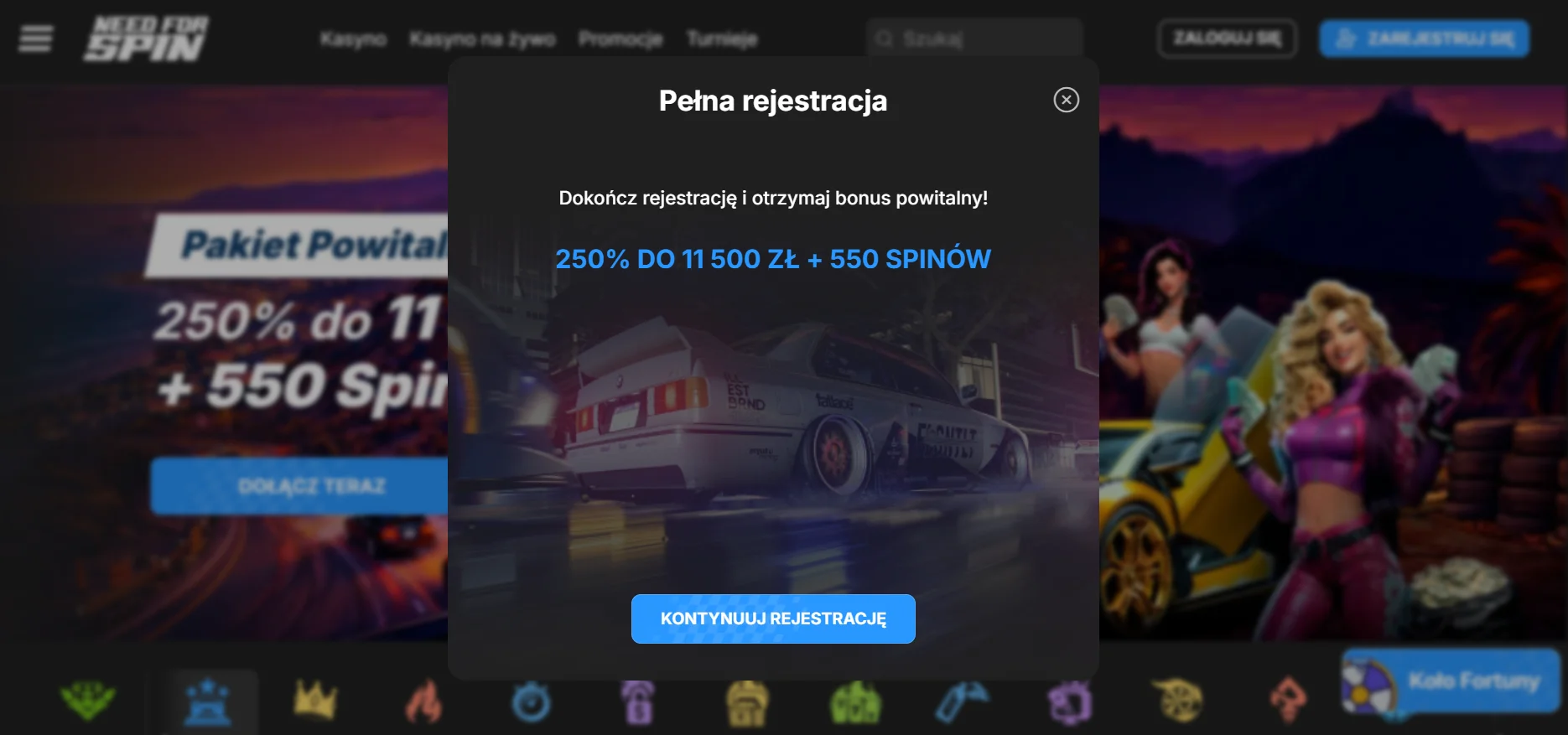 Need for Spin: bonus powitalny