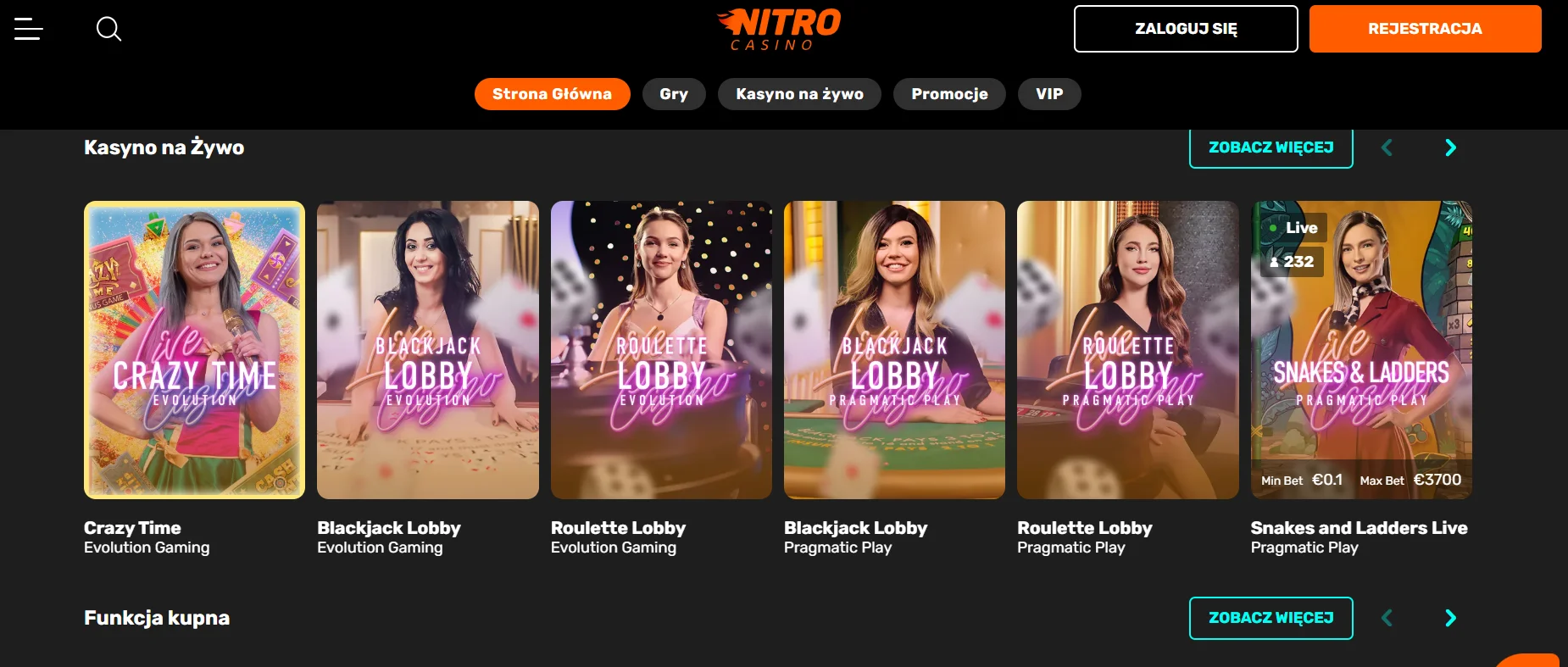 Nitro Casino: kasyno na żywo