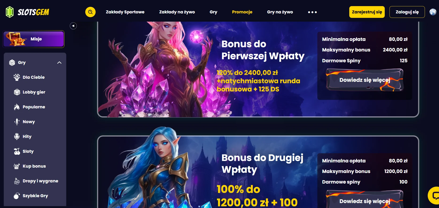 SlotsGem: bonus powitalny