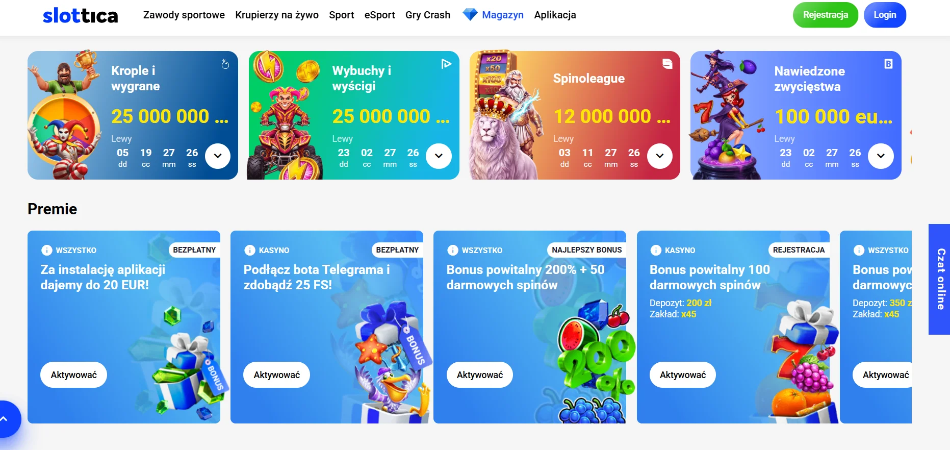 Bonus powitalny i 50 darmowych spinów