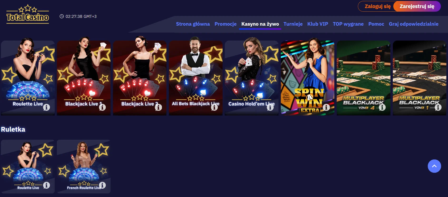 Kasyno na żywo w Total Casino, gdzie działa Playtech Live